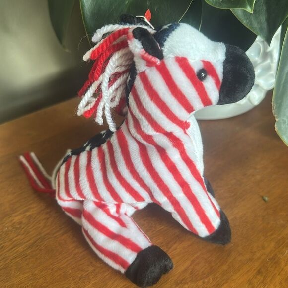 Ty Beanie Babies RARE  “Lefty” Star-Patterned Plush Horse! - Picture 6 of 8